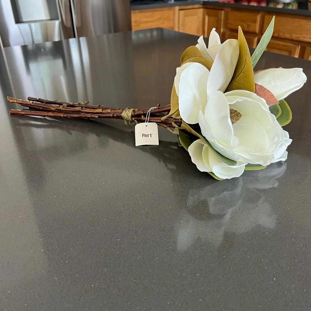 Pier 1 White and Green Faux Magnolia Bouquet